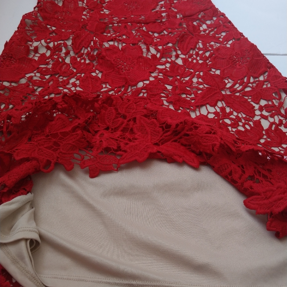 New York & Company Red lace dress, Size 6 - Picture 8 of 8